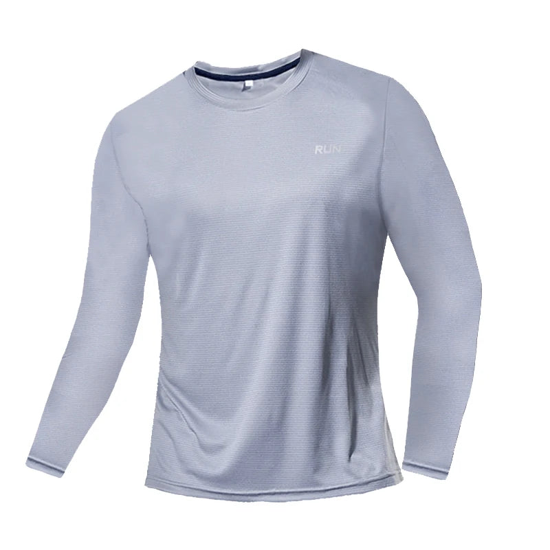 Mens Long and Short Sleeve Ice Silk Quick Dry Sports Top for Running Gym Hiking and Outdoor Training