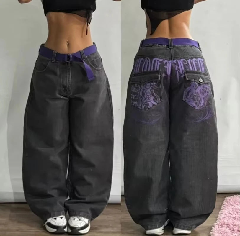 Women's Washed Black Wide Leg Denim Jeans For Everyday Outfits