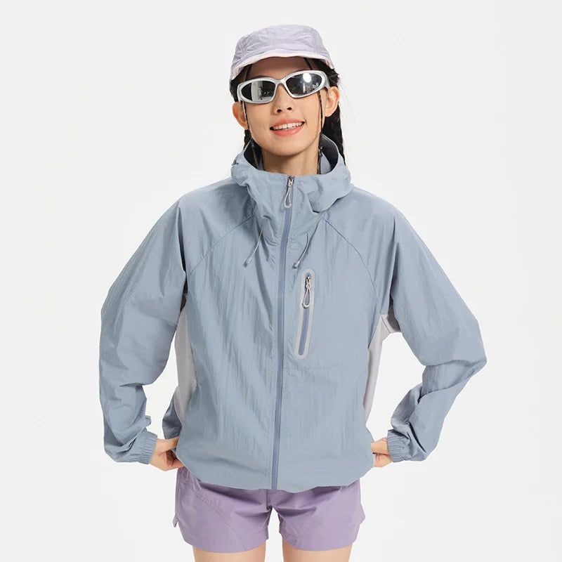 Women's Lightweight Hooded Hiking Jacket for Outdoor Layering