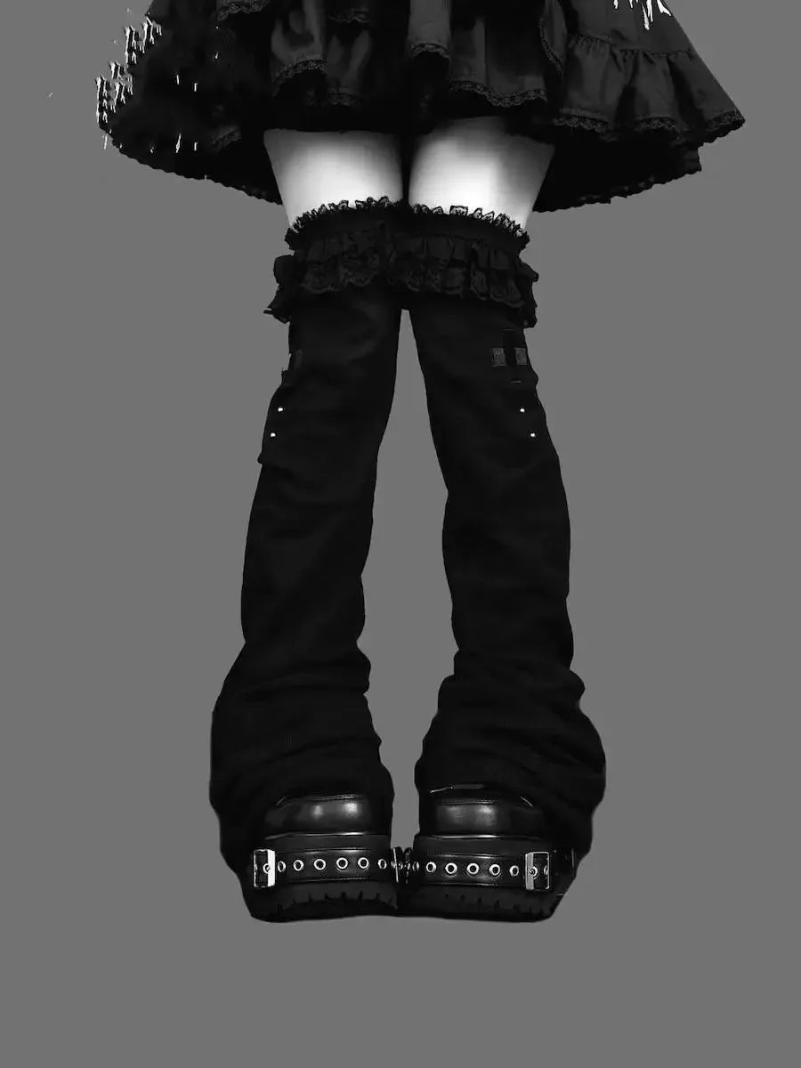 Flared Knit Leg Warmers with Slouchy Knee Length Shape