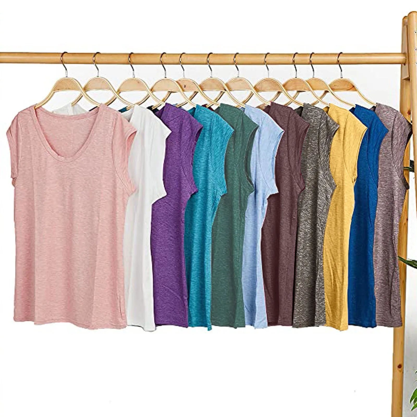 Women's V Neck Polyester Tank Top with Relaxed Sleeveless Cut
