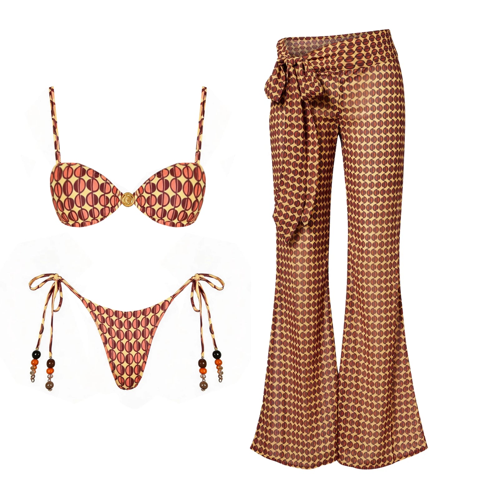 Halter Bikini with Matching Cover-Up Pants
