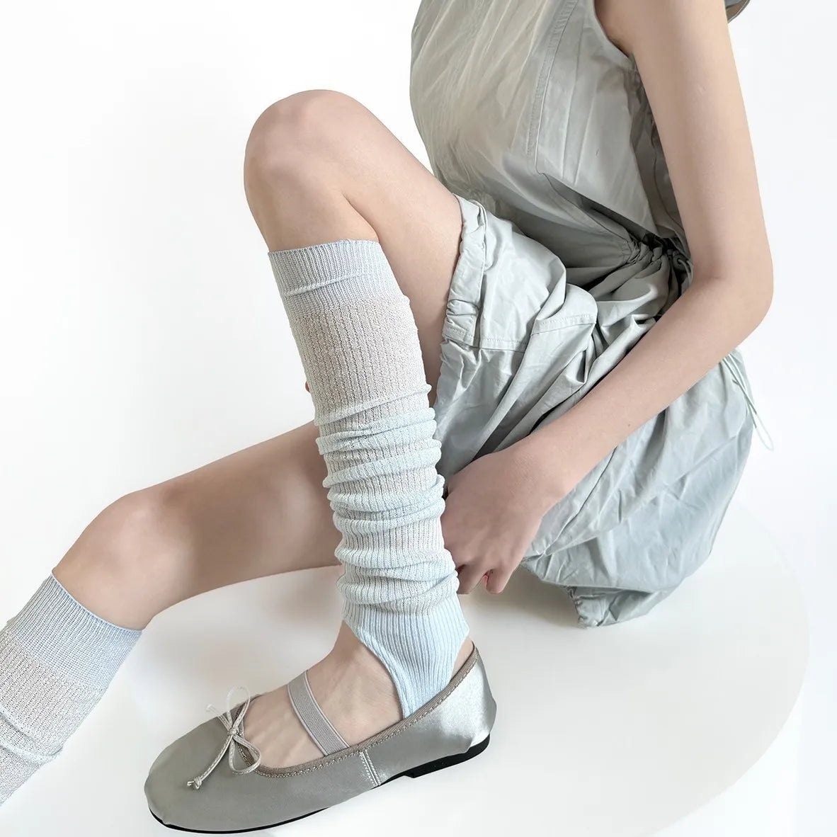 Solid Ribbed Leg Warmers with Slouchy Calf Shape