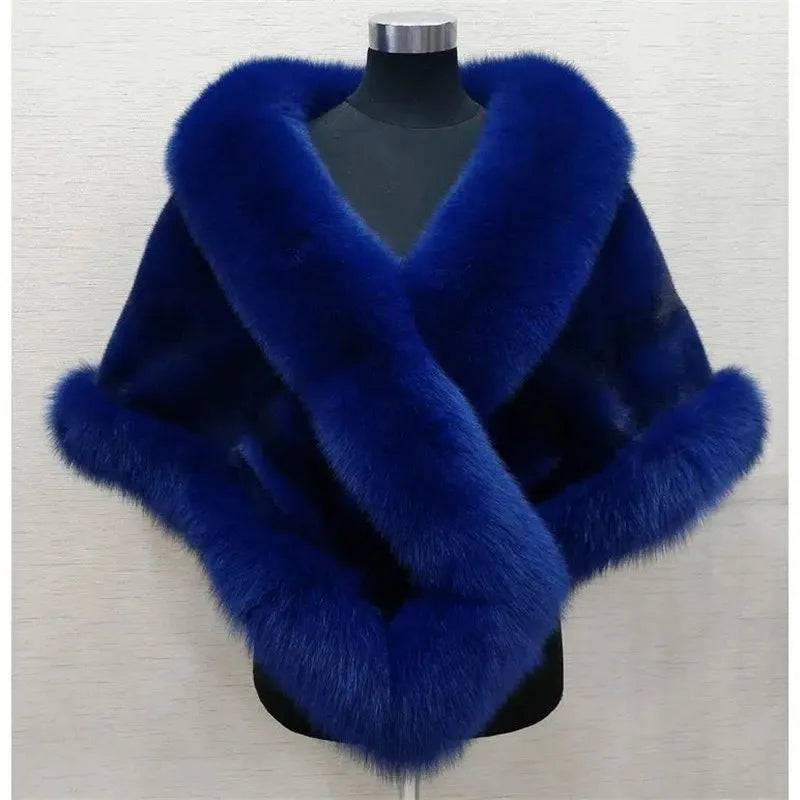 Plush Crossover Wrap Cape for Layering over Outfits
