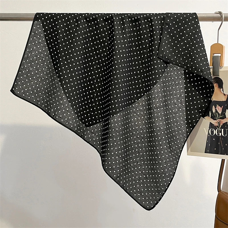Printed Square Scarf with Polka Dot Pattern Options