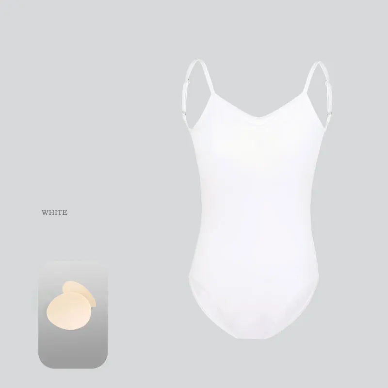 Women's Adjustable Camisole Ballet Leotard with Ruched Front and Low Back