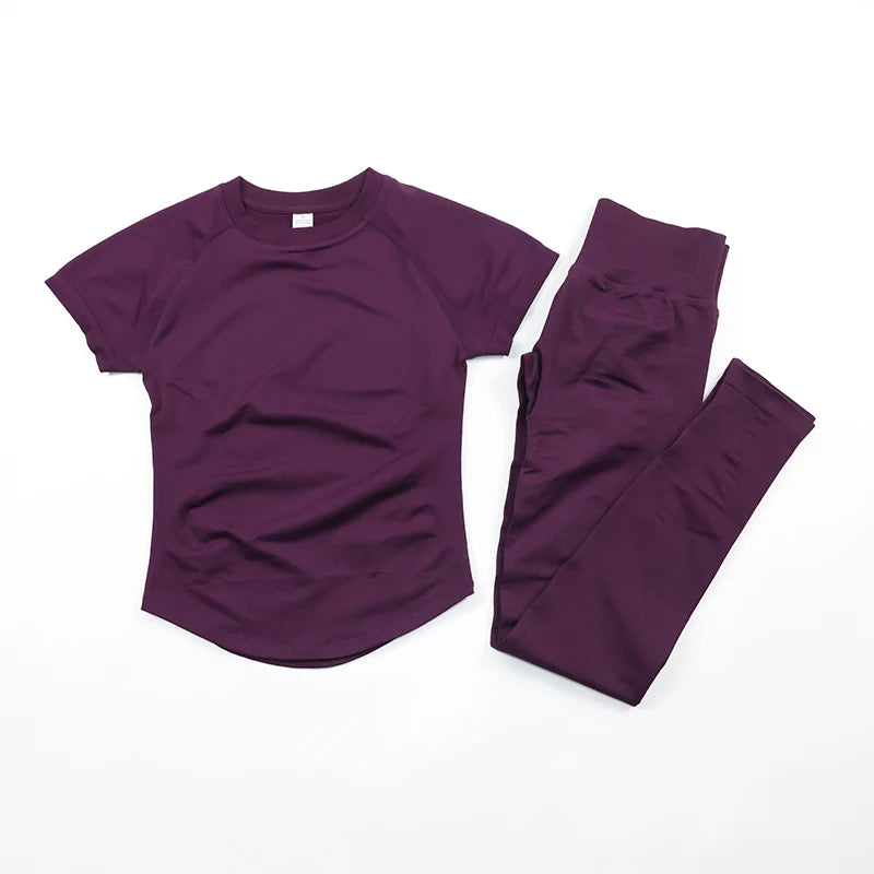 Women's Tee And Shorts Yoga Set For Workout Outfits
