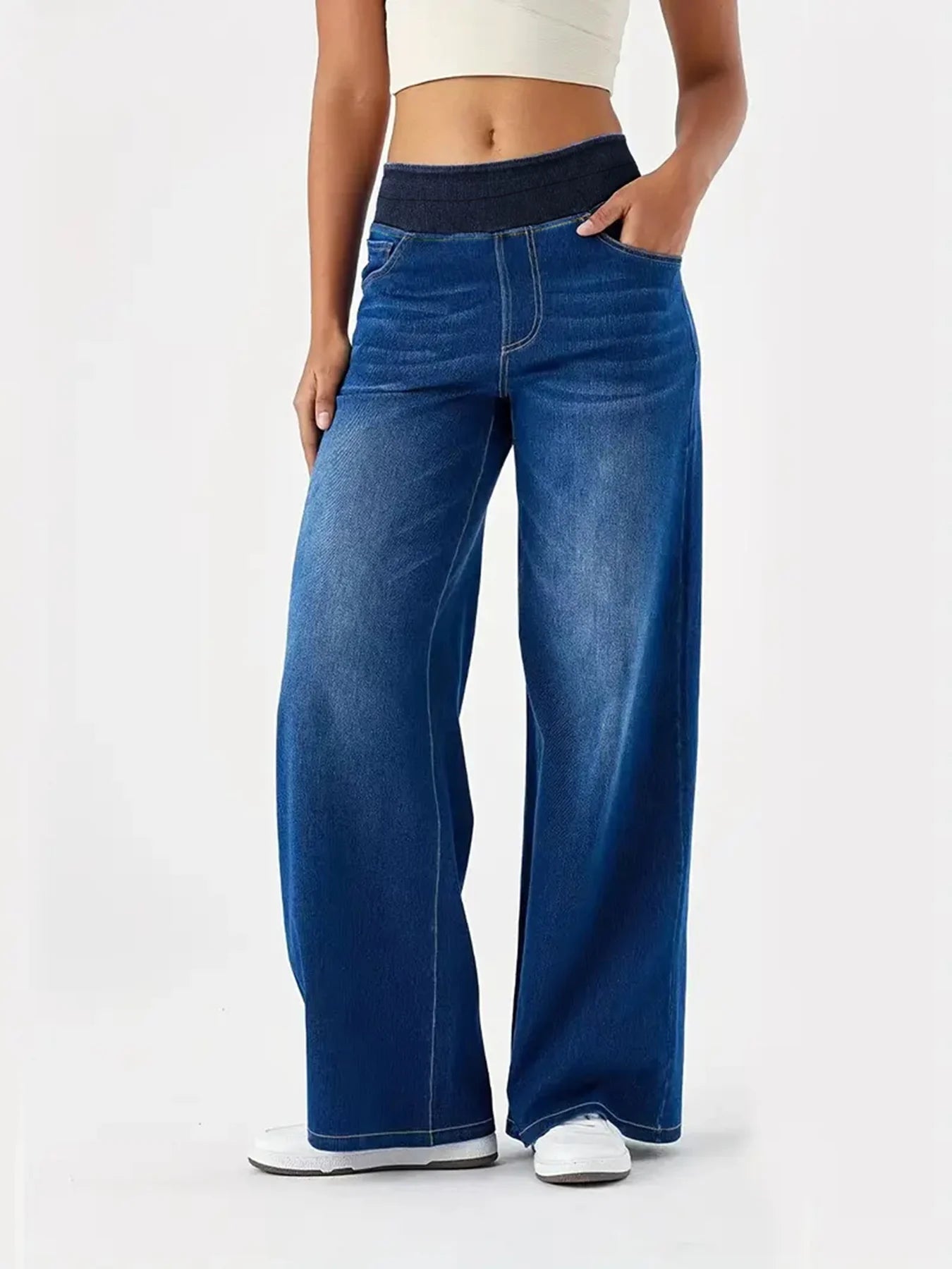 Women's Elastic Waist Flared Leg Denim Jeans For Everyday Outfits