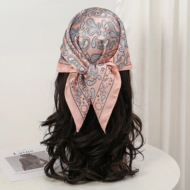 Floral Print Square Scarf for Head and Neck Styling