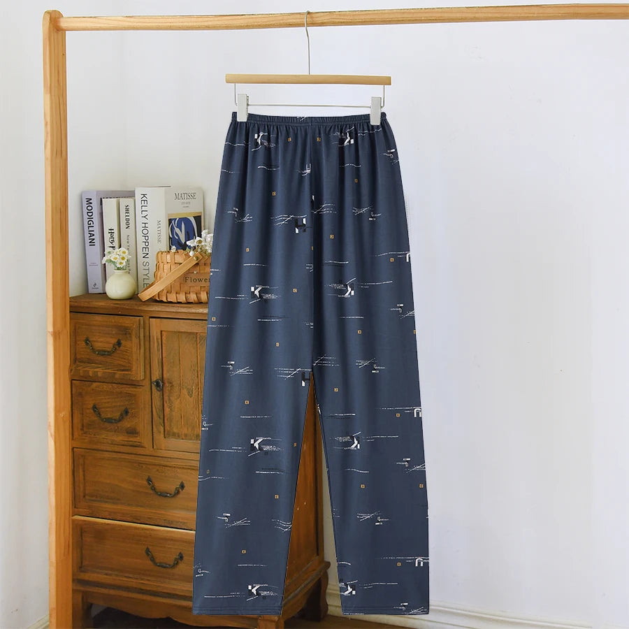 Men's Patterned Elastic Waist Straight Leg Pajama Lounge Pants