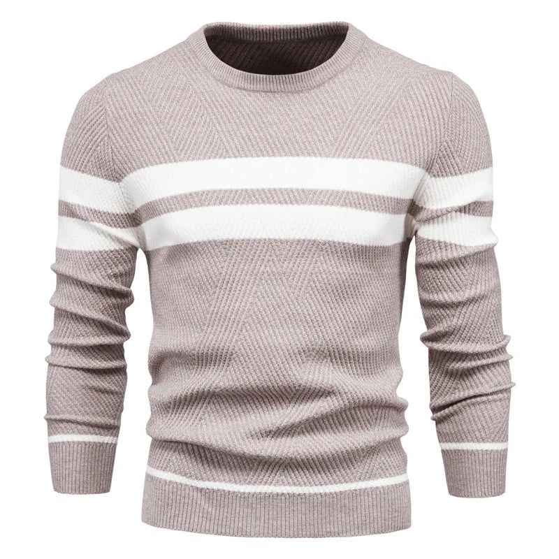 Men's Double Stripe Crew Neck Knit Sweater