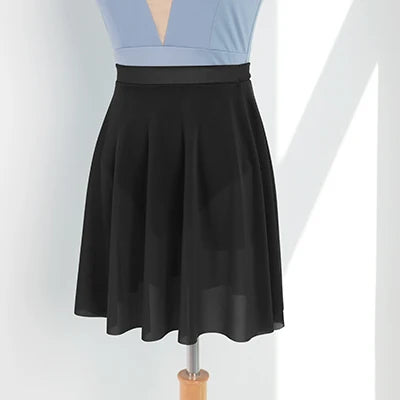Women's Pull-On Mesh Ballet Skirt with Elastic Waist and Flowing Hem