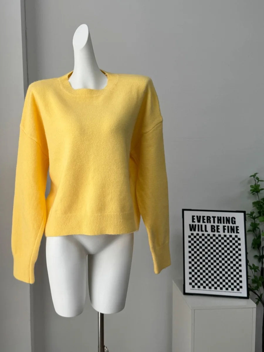 Women's Loose Crew Neck Chunky Knit Sweater Casual Knit Layer