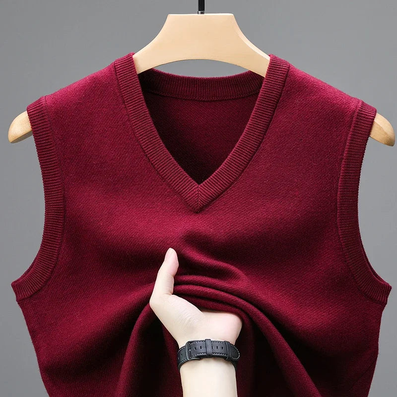 Men's V Neck Sleeveless Knit Vest
