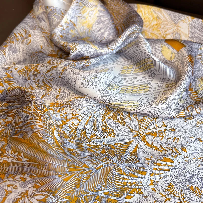Floral Print Square Scarf for Head and Neck Styling