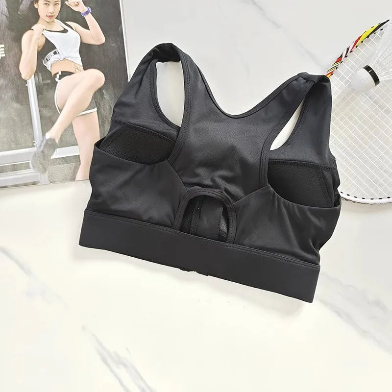 Women's Front Zip Keyhole Racerback Sports Bra