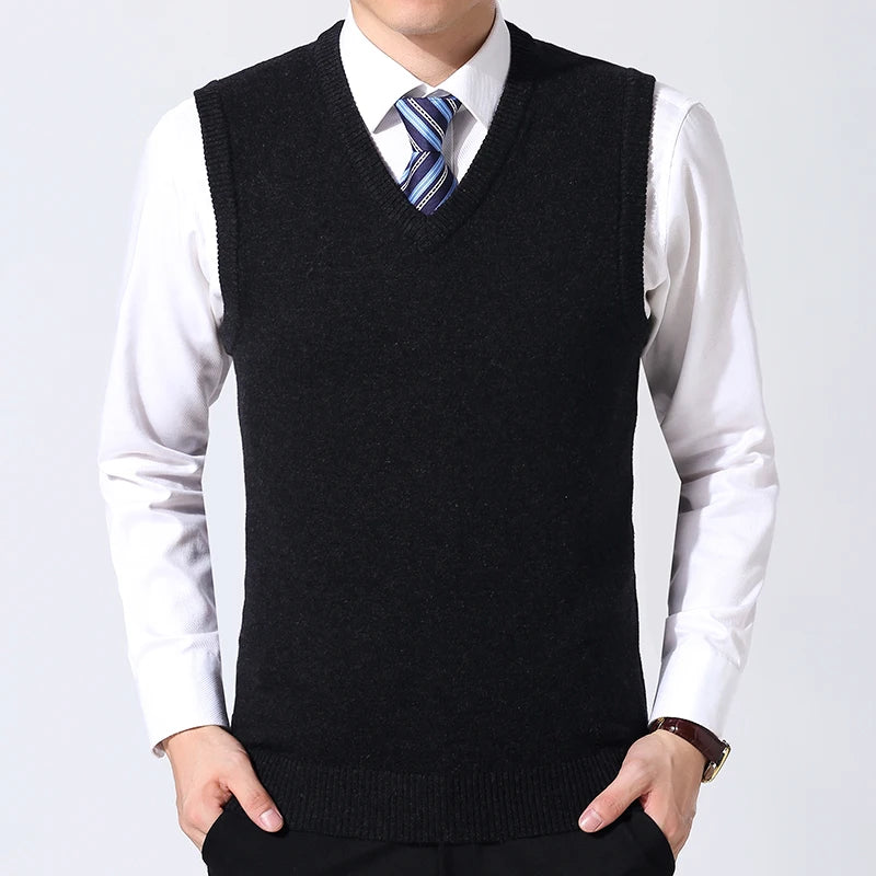Men's V Neck Sleeveless Knit Vest