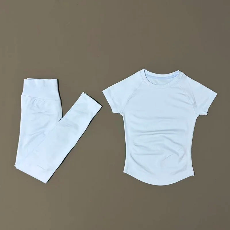 Women's Tee And Leggings Yoga Set For Workout Outfits