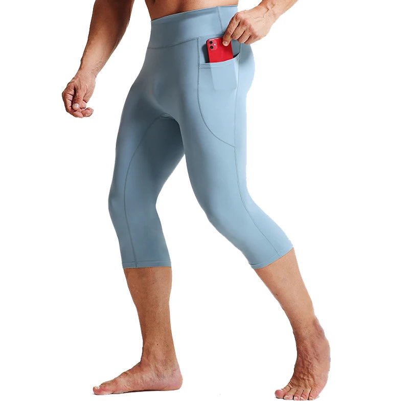 Men's Cropped Training Leggings for Gym and Running