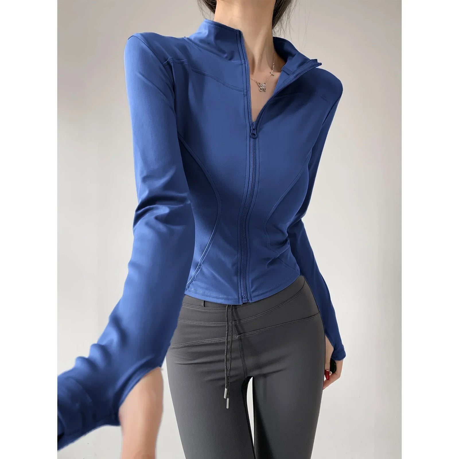 Slim-Fit Long-Sleeve Zip-Front Yoga Jacket