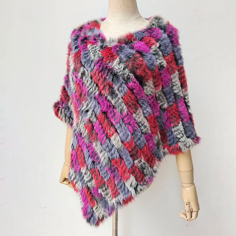 Textured Pointed Hem Poncho for Layering over Outfits
