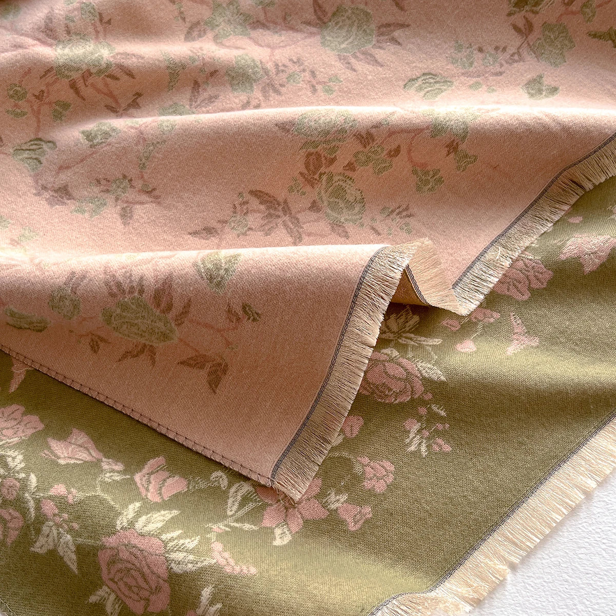 Floral Pattern Fringed Wrap Scarf for Layering over Outfits