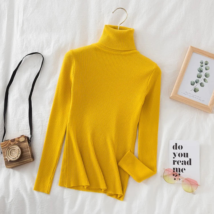 Women's Ribbed Mock Neck Long Sleeve Sweater Casual Knit Layer