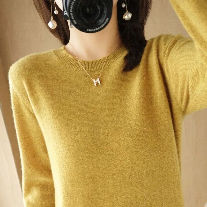 Women's Crew Neck Long Sleeve Sweater Casual Knit Layer