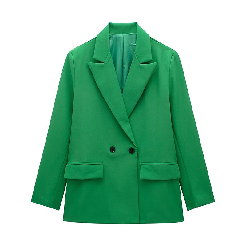 Women's Double Breasted Notched Lapel Blazer for Layered Outfits