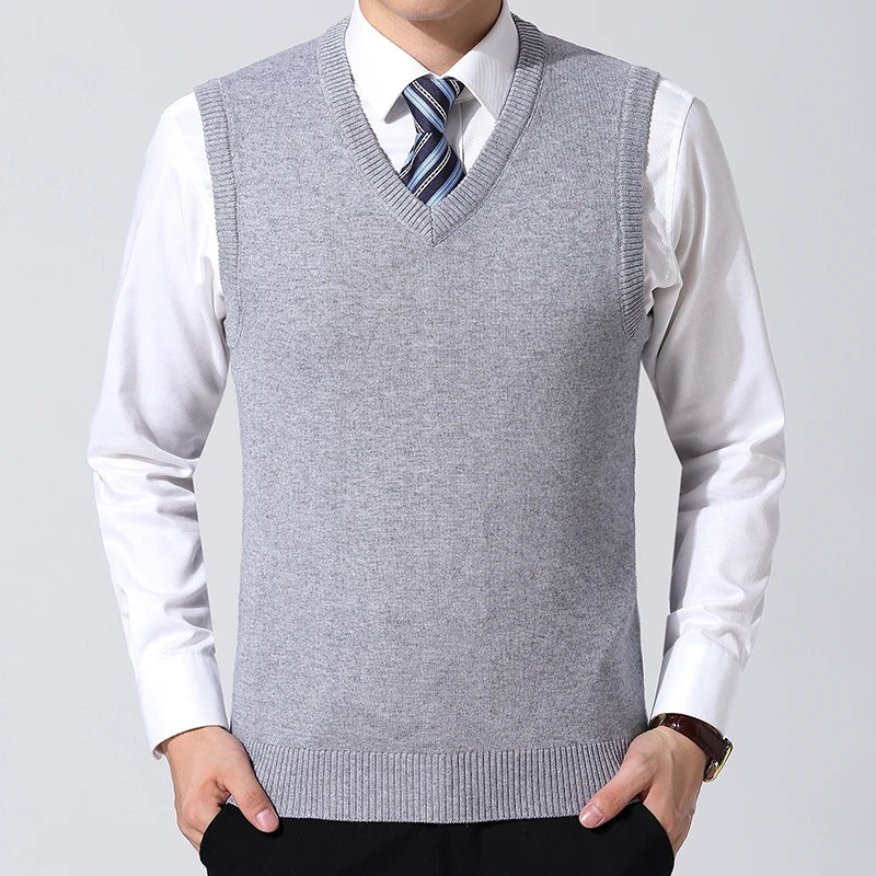 Men's V Neck Sleeveless Knit Vest
