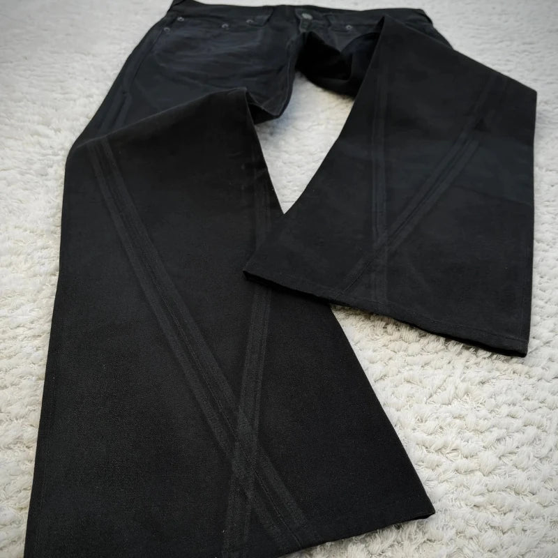 Men's Embroidered Flared Denim Jeans for Casual Everyday Wear