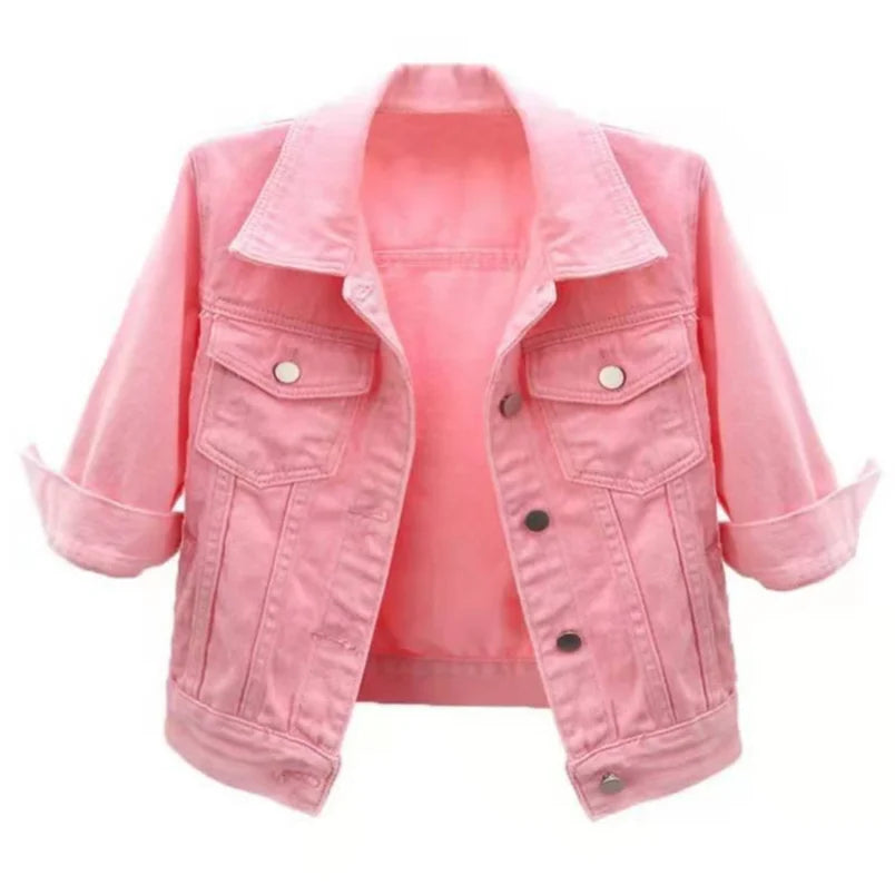 Women's Cotton Denim Three-Quarter-Sleeve Jacket