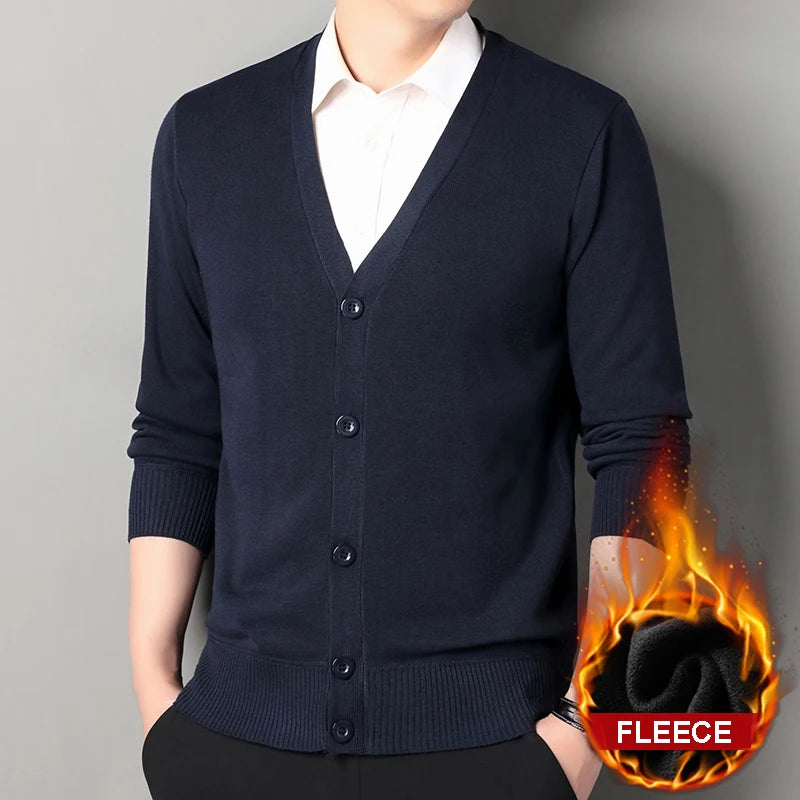 Men's V Neck Button Front Knit Cardigan