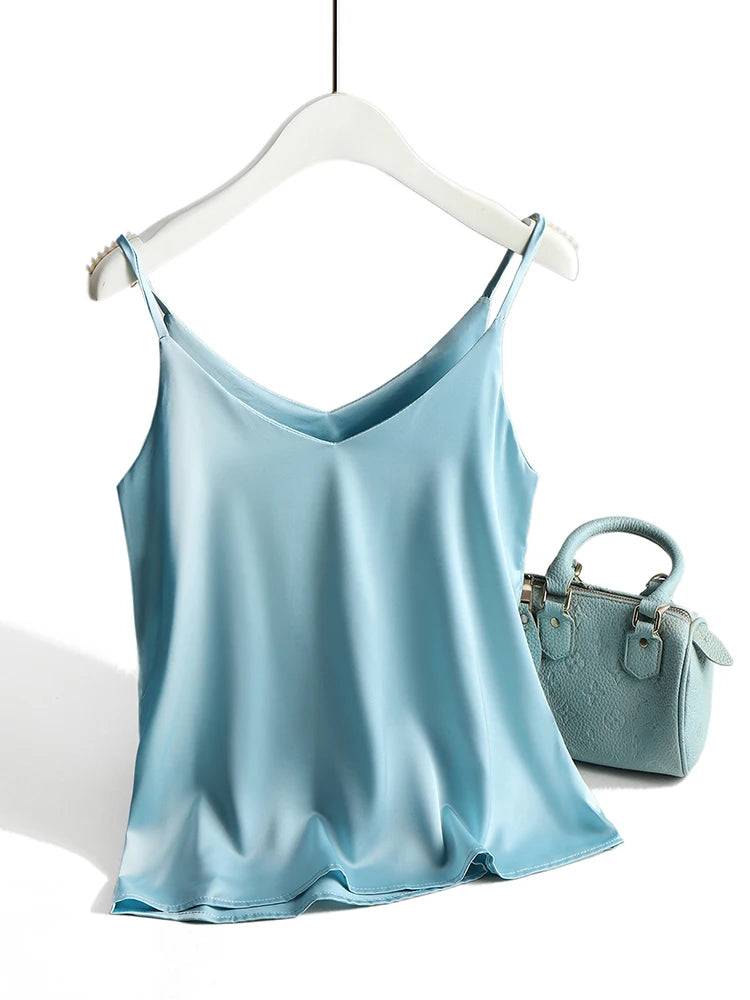 Women's V-Neck Camisole with Thin Shoulder Straps and a Relaxed Drape