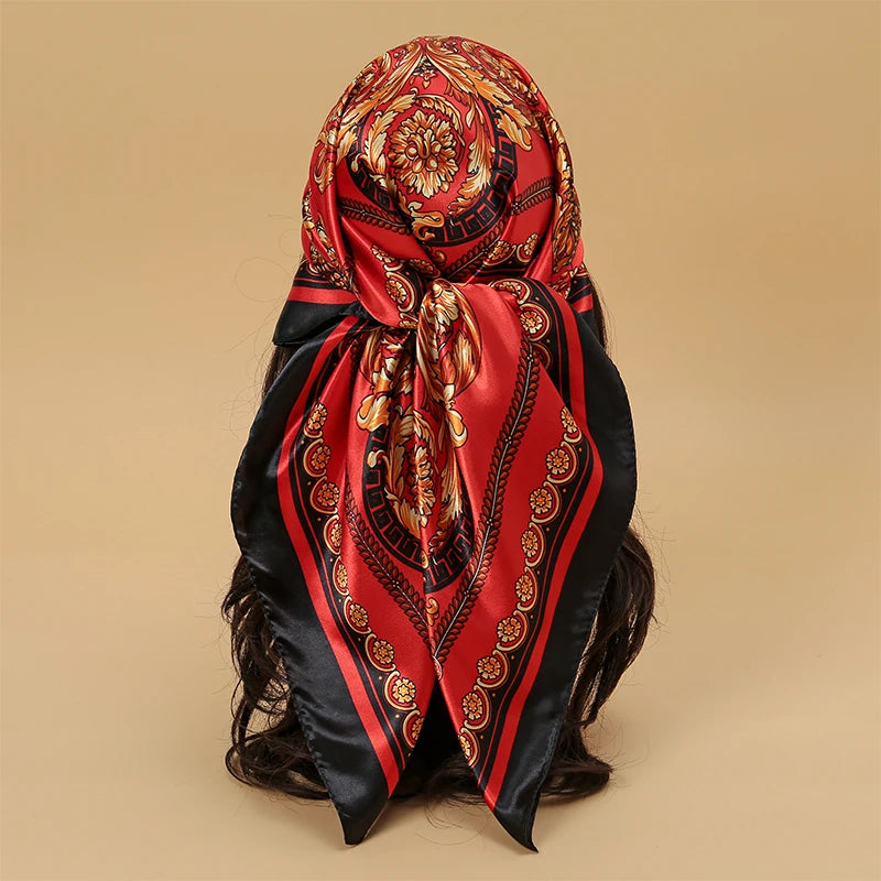 Printed Square Scarf with Ornate Paisley Pattern Options