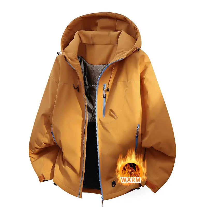 Hooded Long Sleeve Full Zip Outdoor Hiking Jacket with Pockets