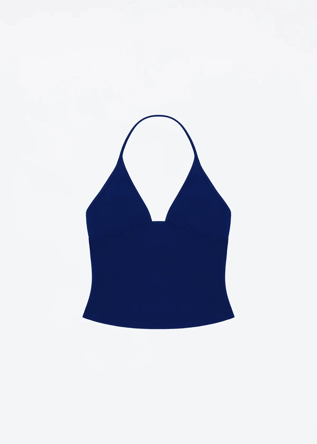 Women's Halter Neck Cotton Crop Top with Deep V Neck and Open Back