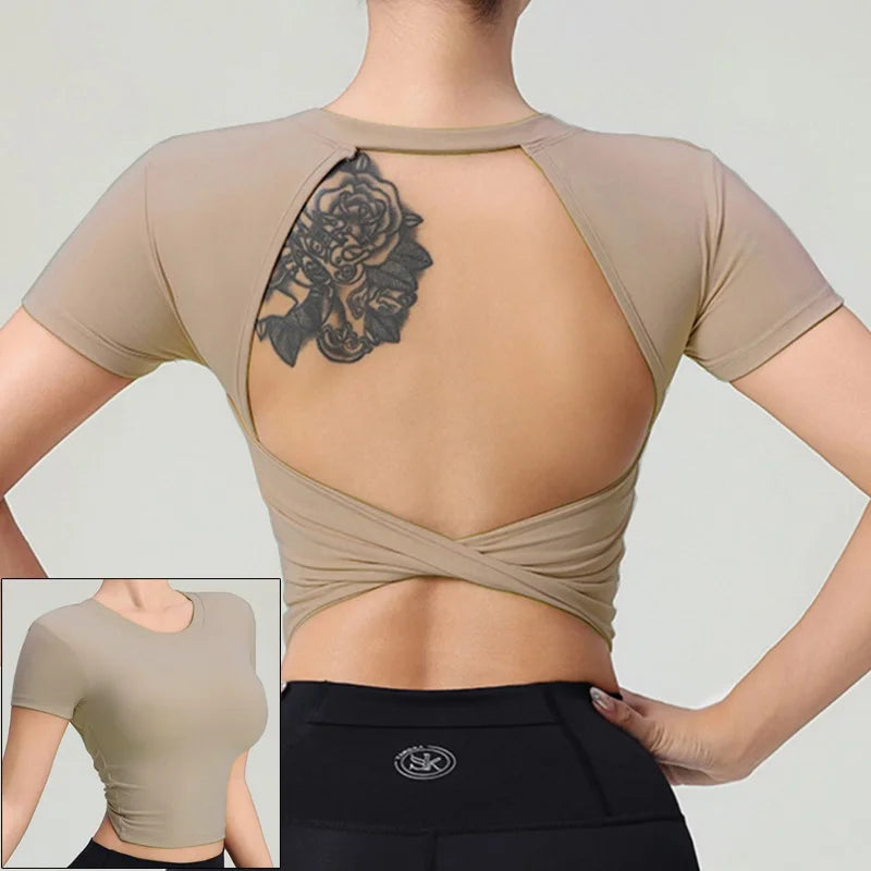Women's Open-Back Long-Sleeve Workout Top