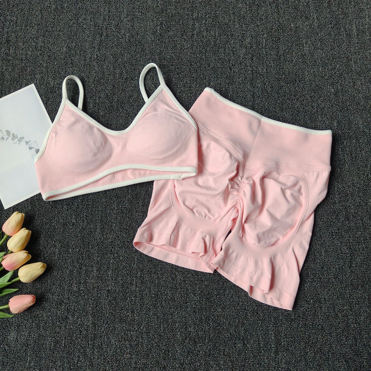 Women's Racerback Bra And Shorts Yoga Set For Workout Outfits