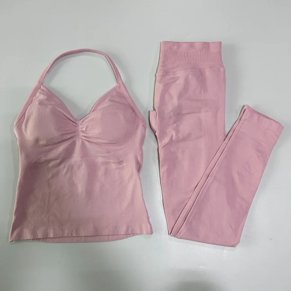 Women's Thin Strap Tank And Leggings Yoga Set