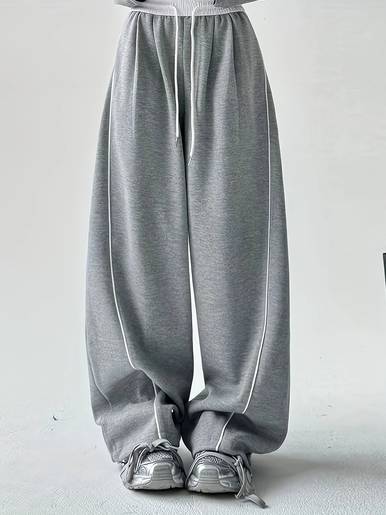 Women's Loose Wide Leg Pants with Contrast Stripe Style Options