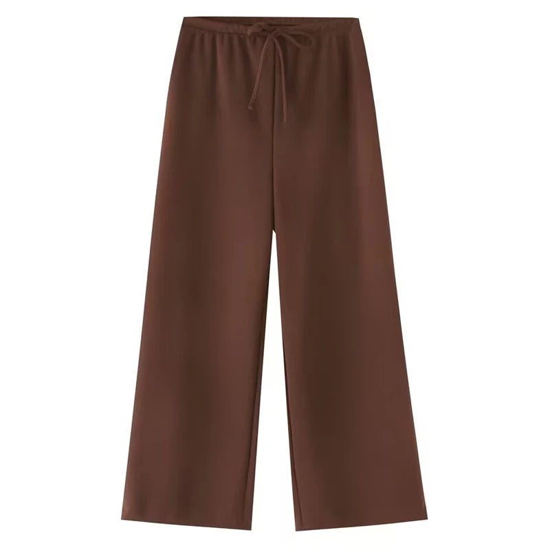 Women's Strapless Sweetheart Crop Top or Wide Leg Pants in Solid Colors