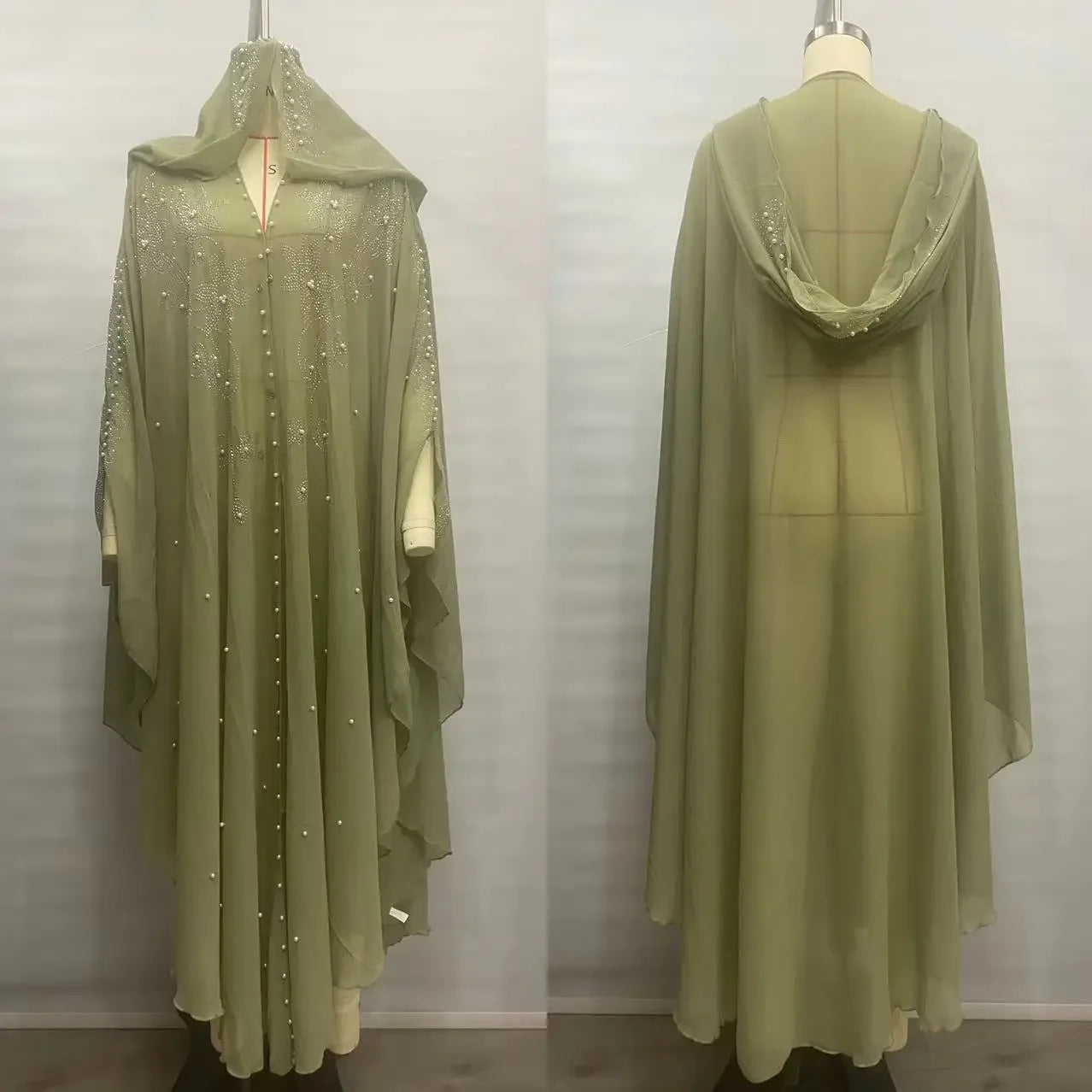 Embellished Sheer Hooded Cape for Layering over Outfits