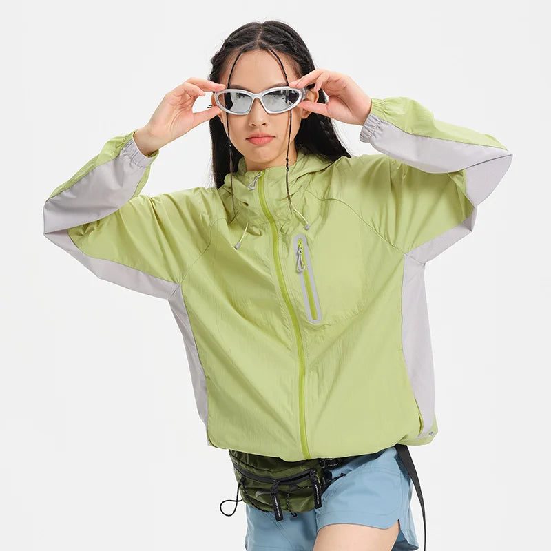 Women's Lightweight Hooded Hiking Jacket for Outdoor Layering