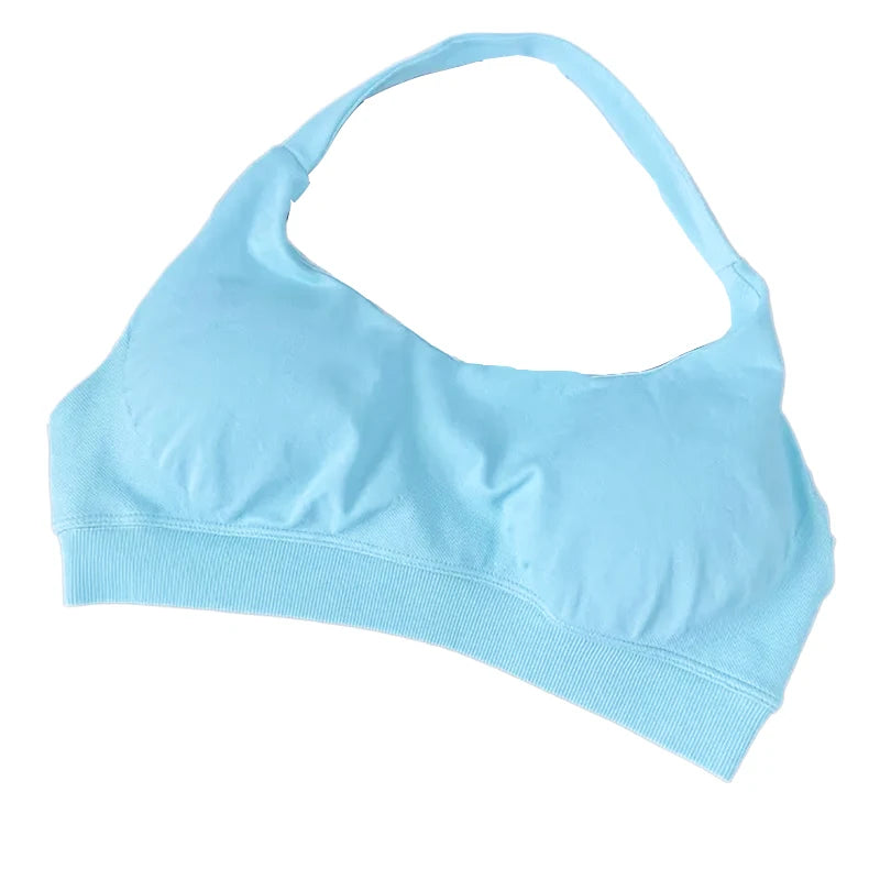 Women's Ruched Halter Neck Sports Bra
