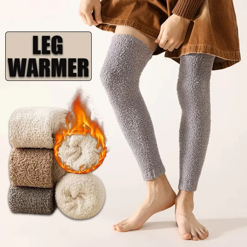 Solid Plush Leg Warmers with Long Footless Shape