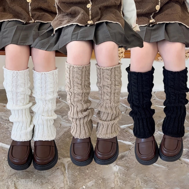 Children's Cable Knit Leg Warmers with Solid Color Options