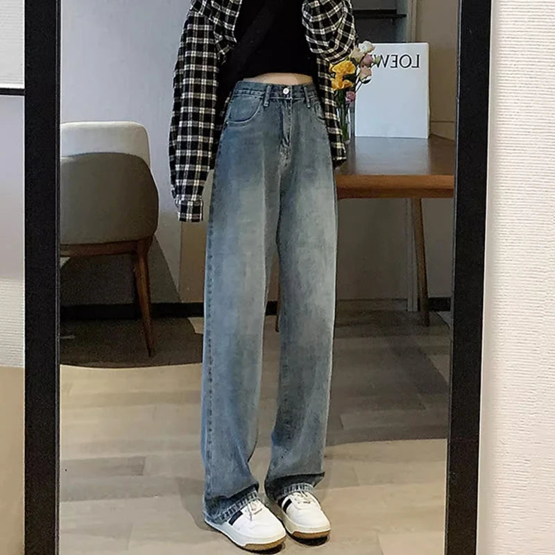 Women's Black Loose Fit Flared Leg Denim Jeans