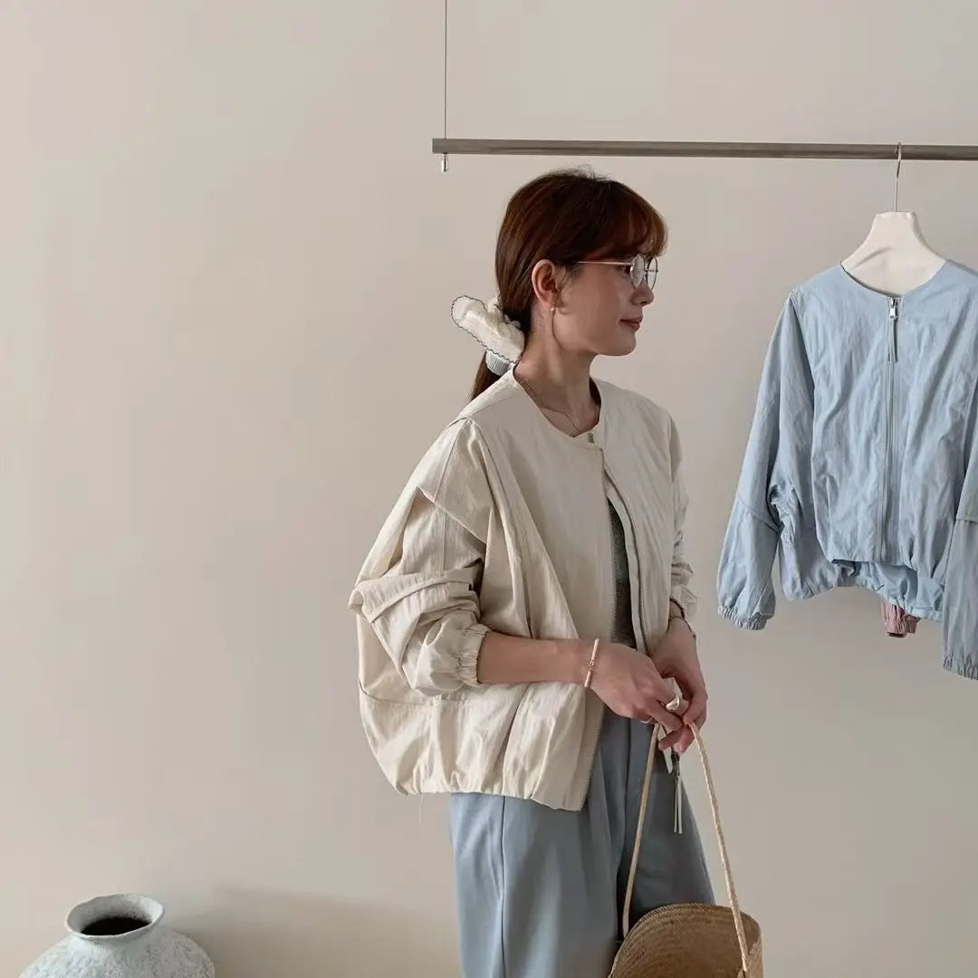 Loose-Fit Zip-Front Bomber Jacket