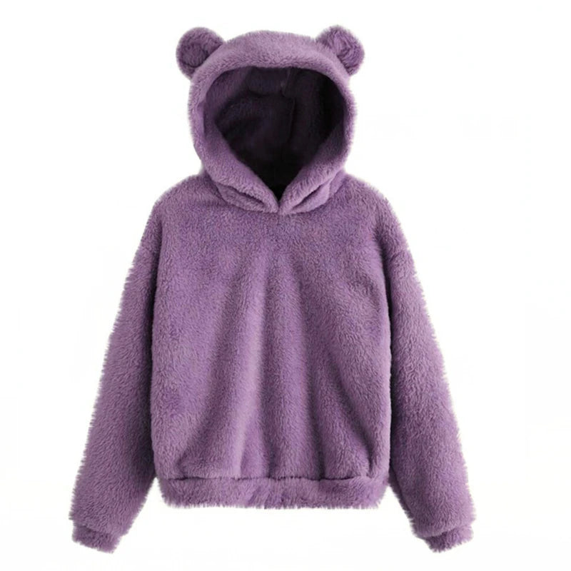 Bear Ear Long Sleeve Pullover Casual Hoodie for Layering